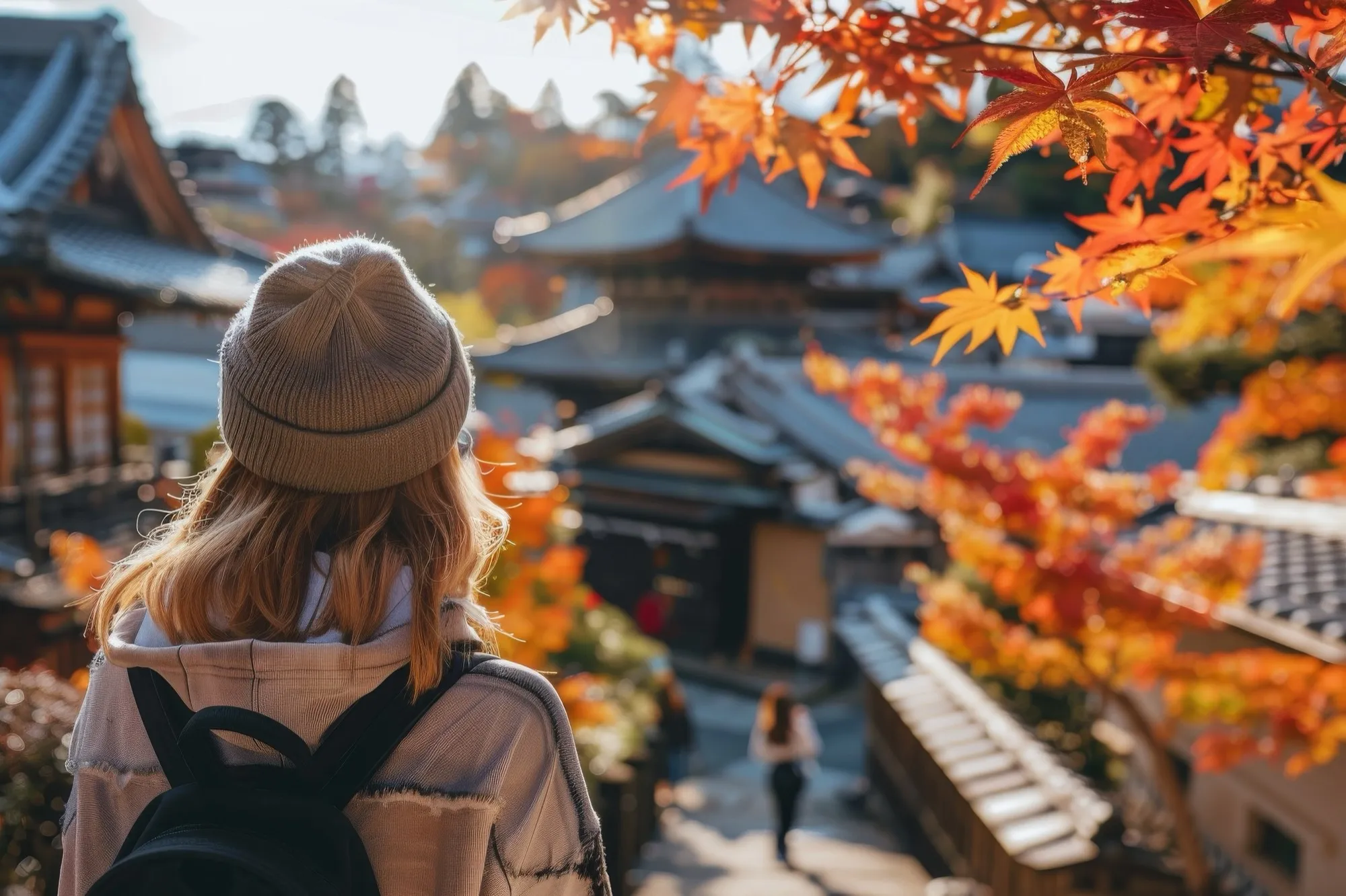 紅葉の京都の町並み