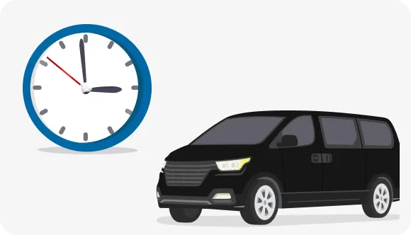 Departure time and vehicle confirmed.
